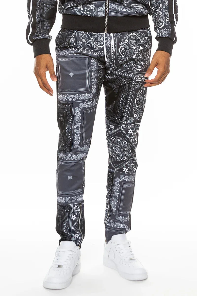 Paisley All Over Print Pants(black) XL