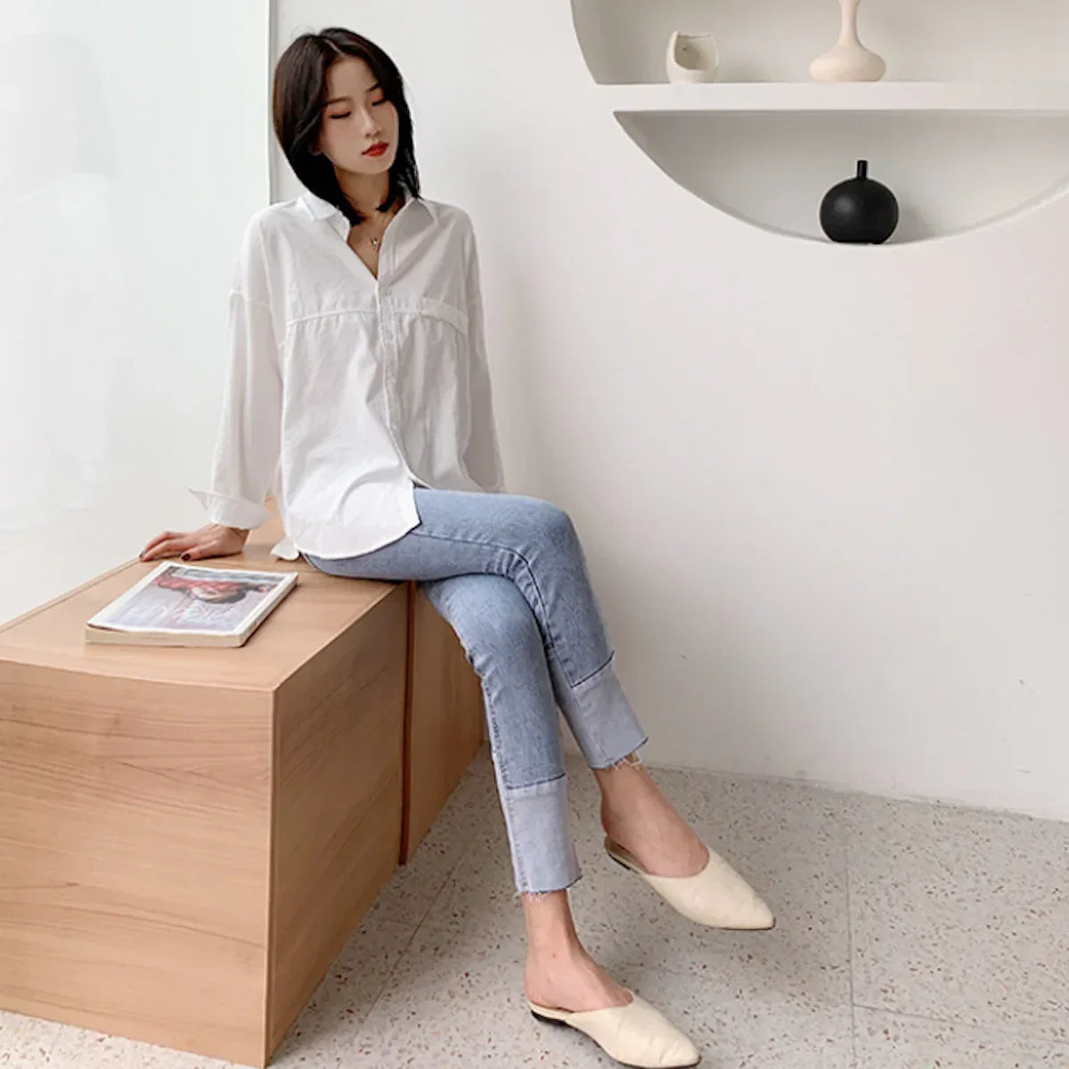 Womens Relaxed Fit Longline Shirt Default Title