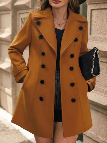 Double-Breasted Wool Blend Overcoat XL / Caramel