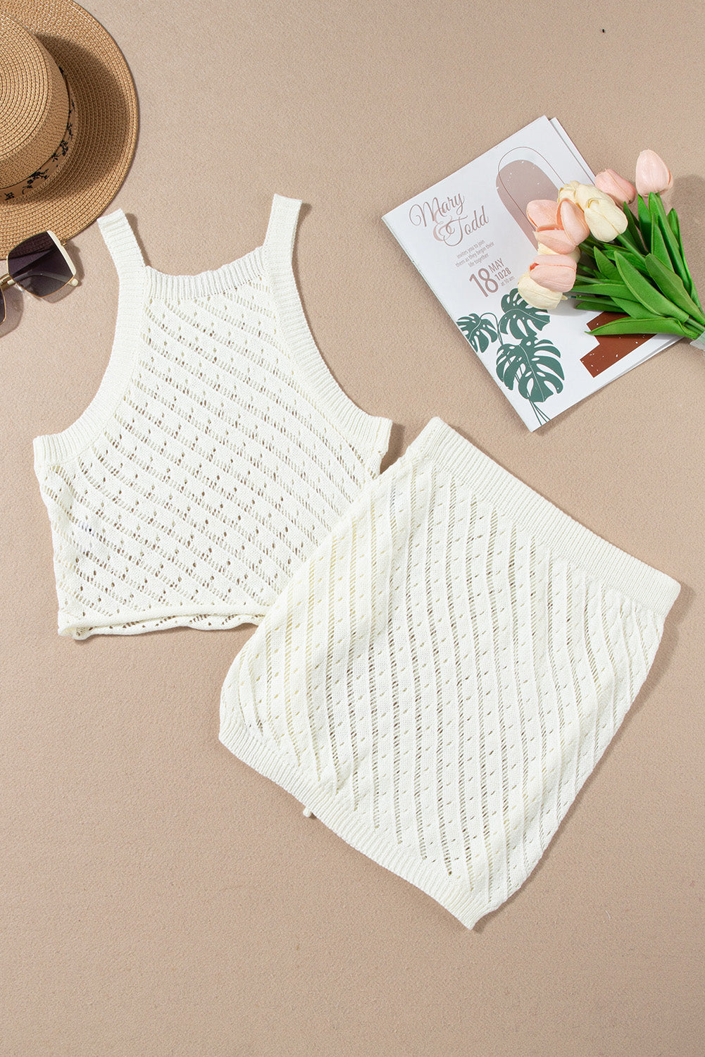 Openwork Sleeveless Set