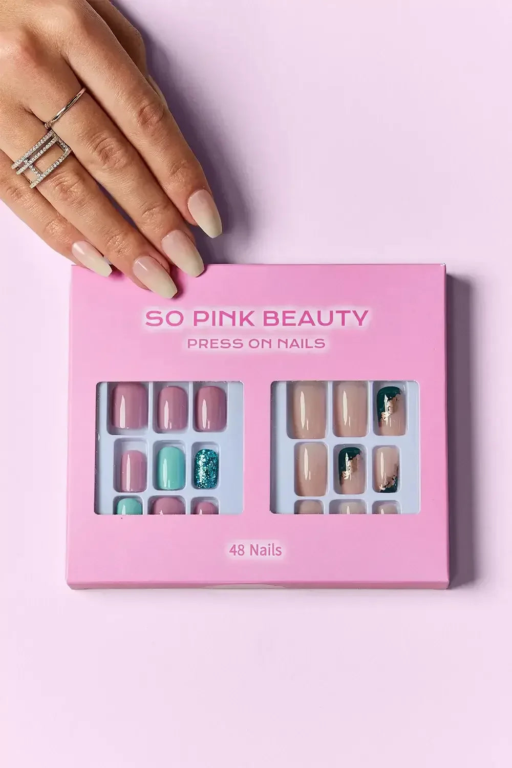 SO PINK BEAUTY Press On Nails 2 Packs Polished Petals / One Size