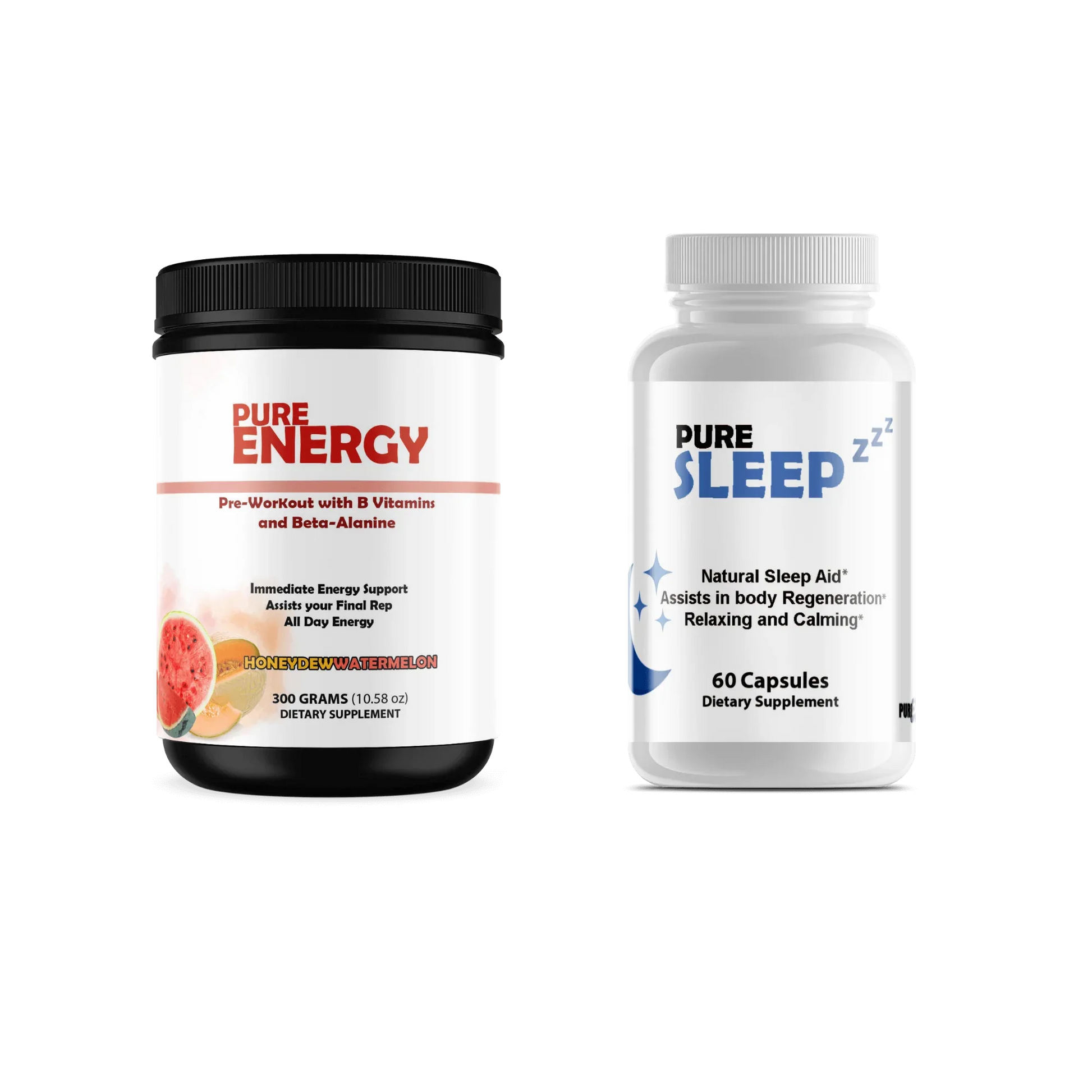 Sleep + Pre-Workout Pure Sleep Pills + Pure Energy Honeydew Watermelon