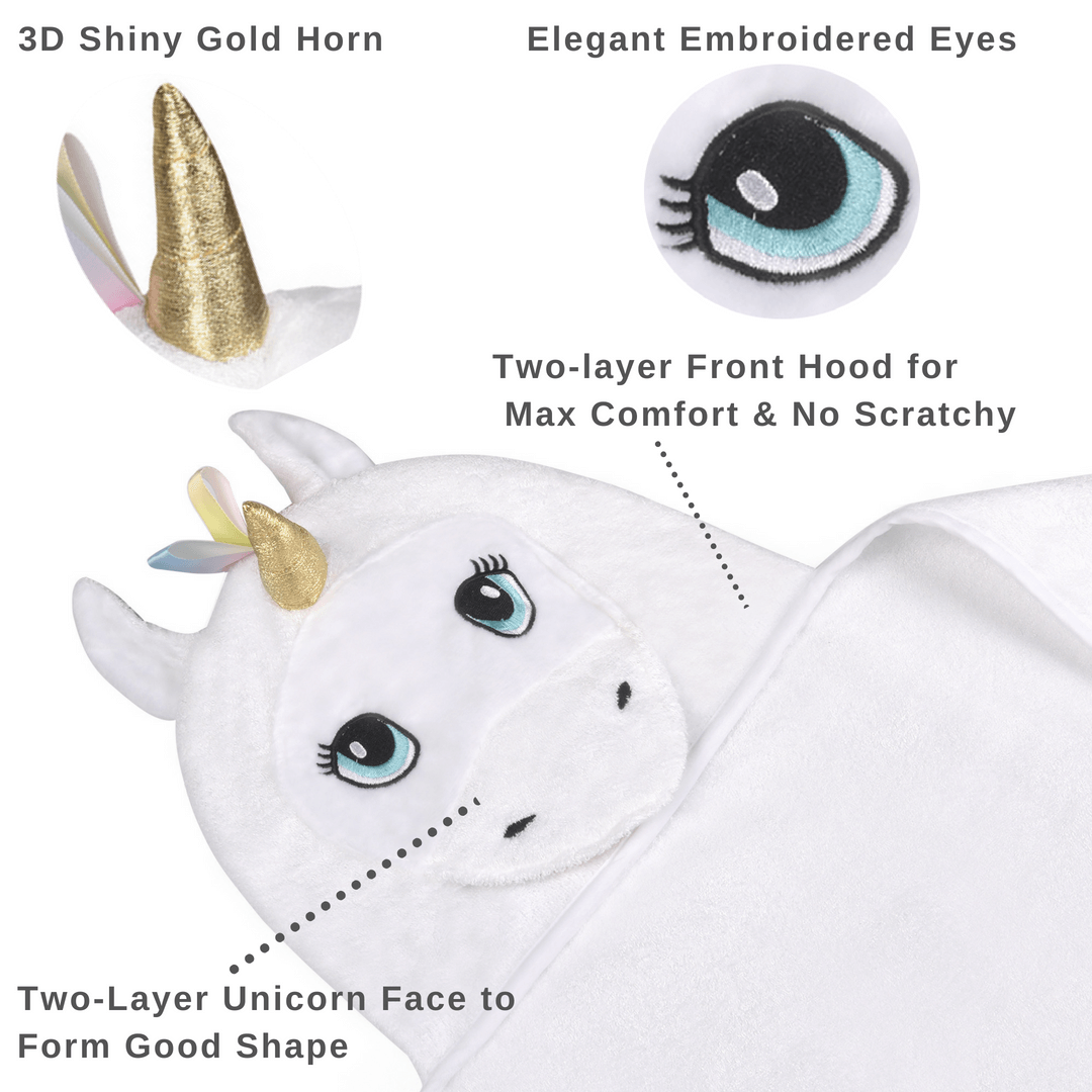 White Unicorn Hooded Towel