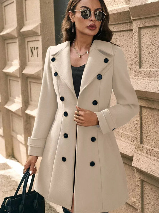 Double-Breasted Wool Blend Overcoat XL / Caramel