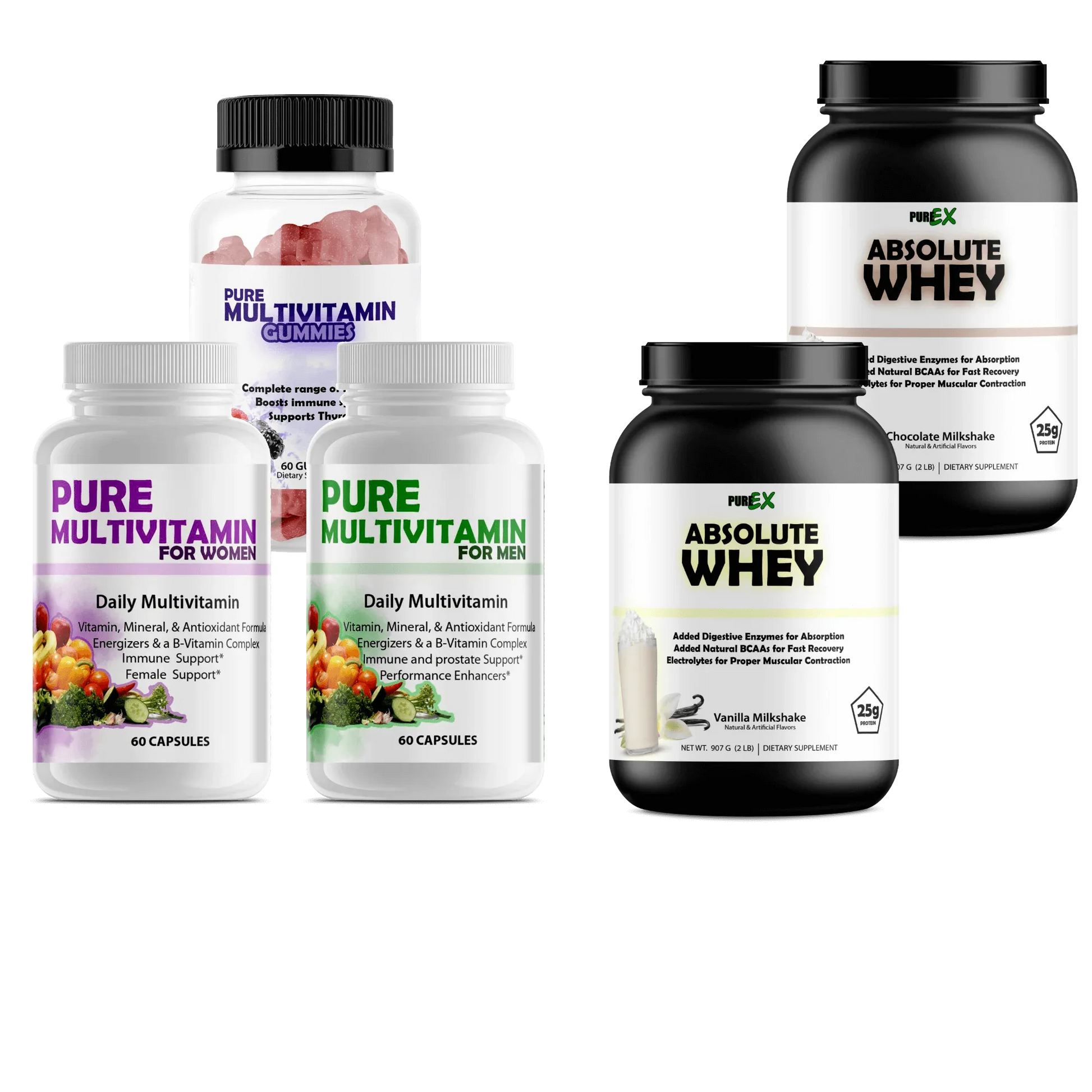 Multivitamins + Protein Pure Multivitamins Mens + Absolute Whey Vanilla