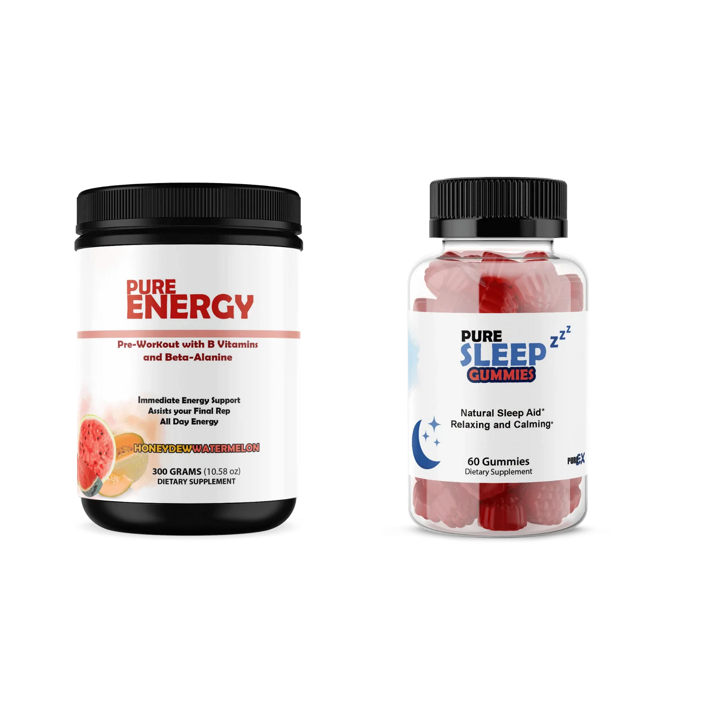 Sleep + Pre-Workout Pure Sleep Gummies + Pure Energy Honeydew Watermelon