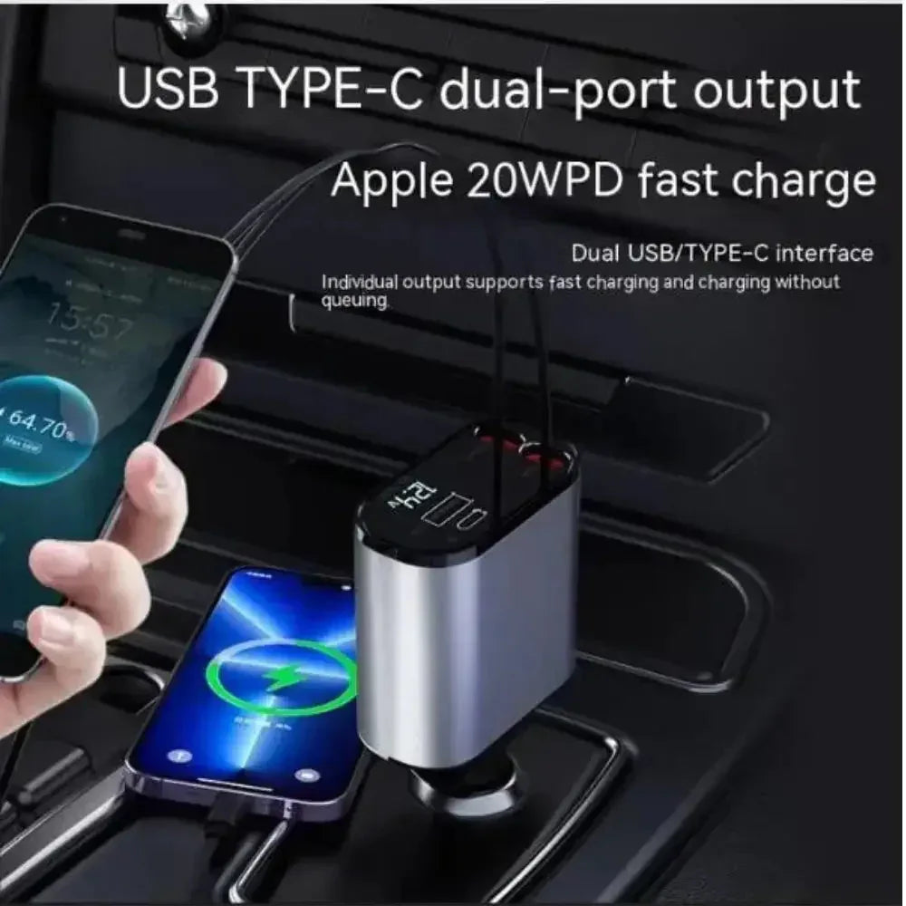 FAST 100W Car Phone Charger Lighter USB And TYPE-C Adapter Lightning (iPhone)