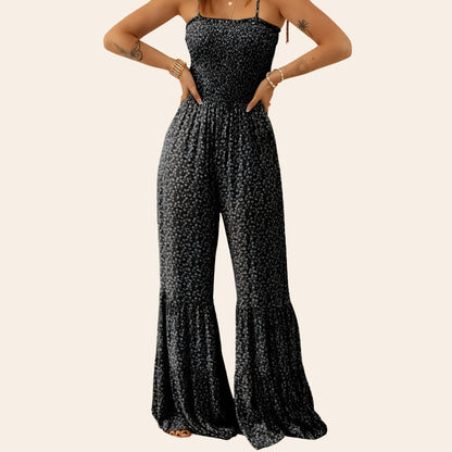 Floral spaghetti strap wide leg jumpsuit