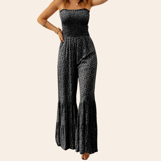 Floral spaghetti strap wide leg jumpsuit