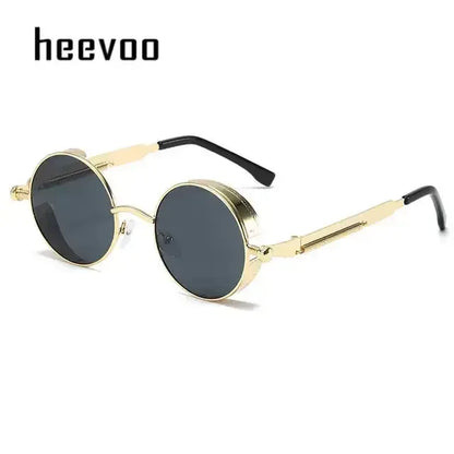 Fashion Round Sun Glasses Gold Gray