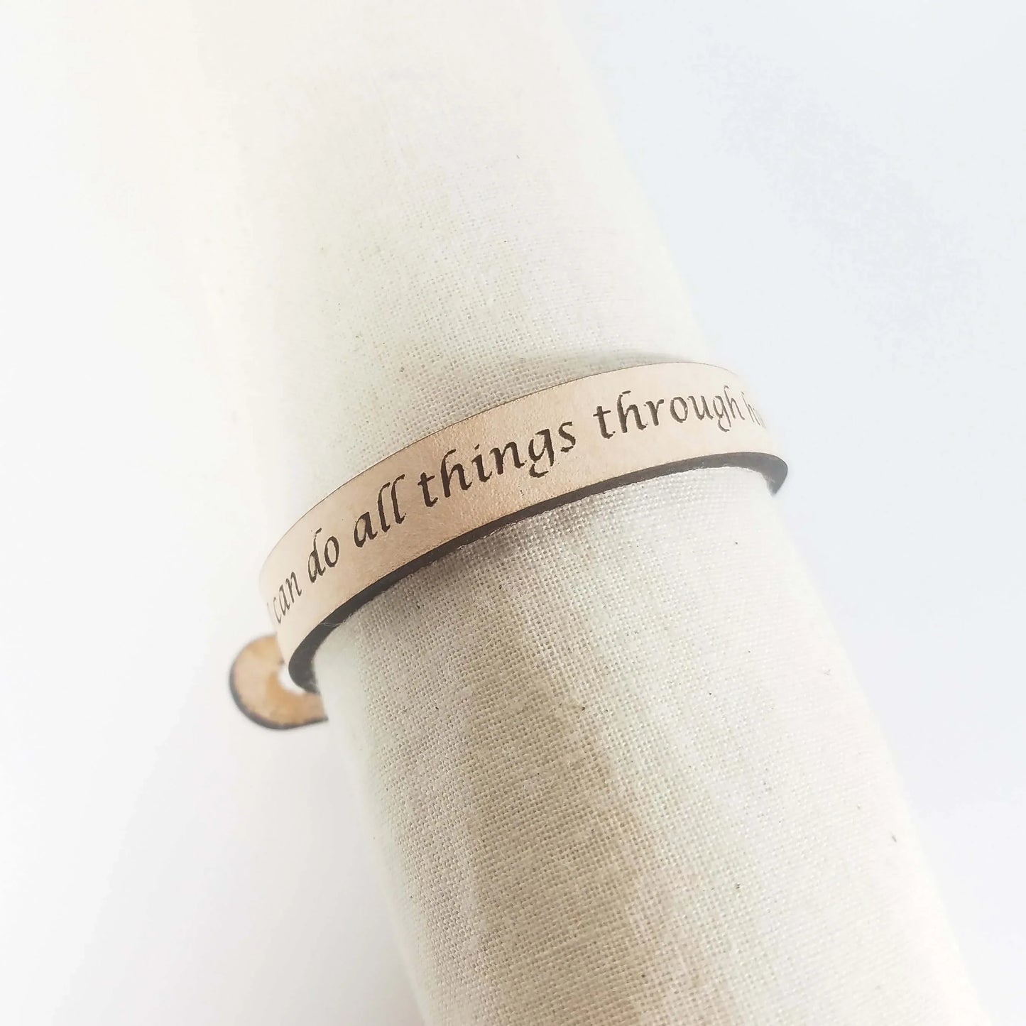 Spiritual Quote Bracelets - I can do all things through him who strengthens me Natural XL
