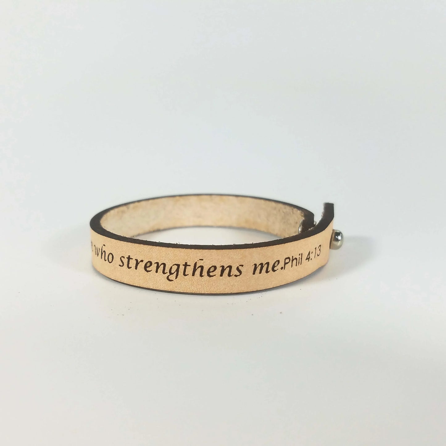 Spiritual Quote Bracelets - I can do all things through him who strengthens me Natural XL