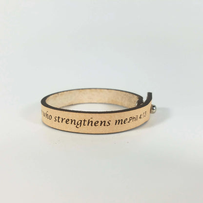 Spiritual Quote Bracelets - I can do all things through him who strengthens me Natural XL