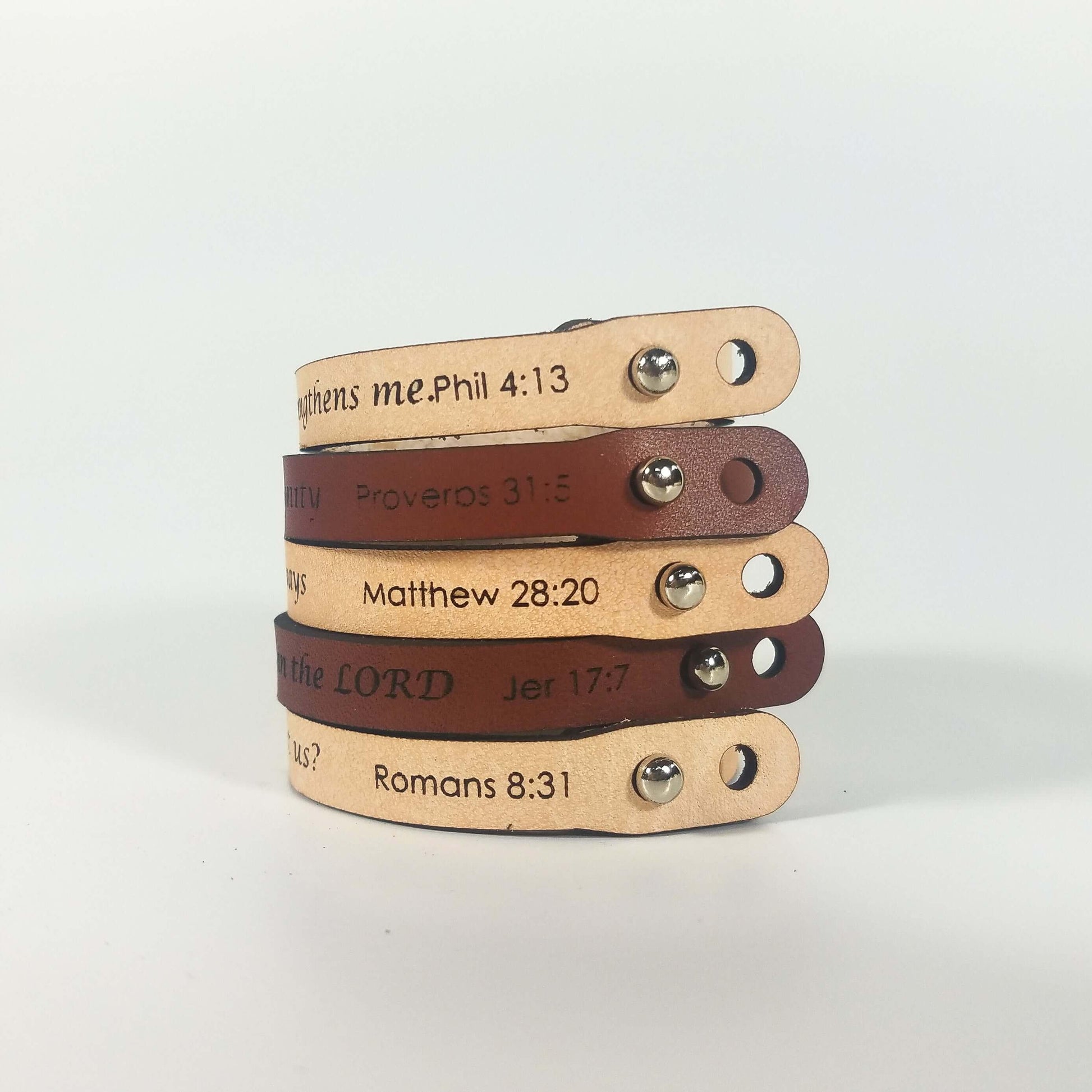 Spiritual Quote Bracelets - I can do all things through him who strengthens me Natural XL