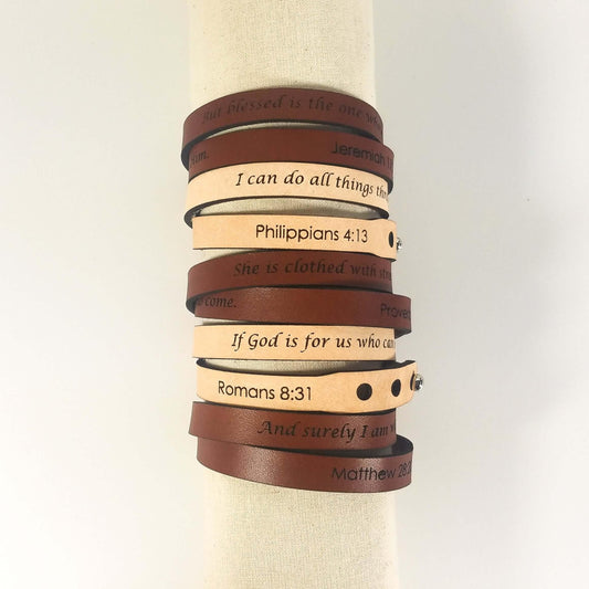 Spiritual Quote Wrap Bracelets - If God is for us who can be against us? Natural L