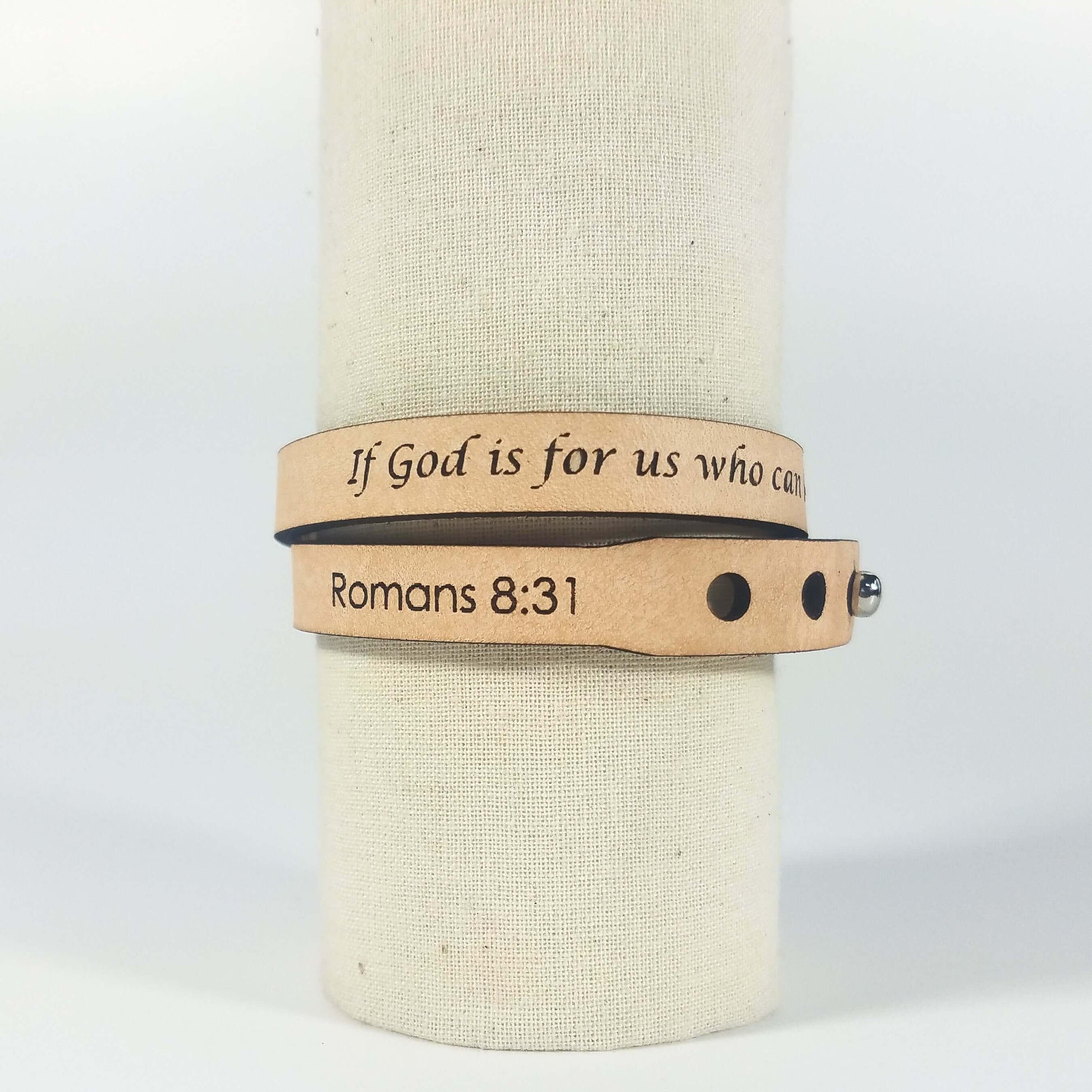 Spiritual Quote Wrap Bracelets - If God is for us who can be against us? Natural L