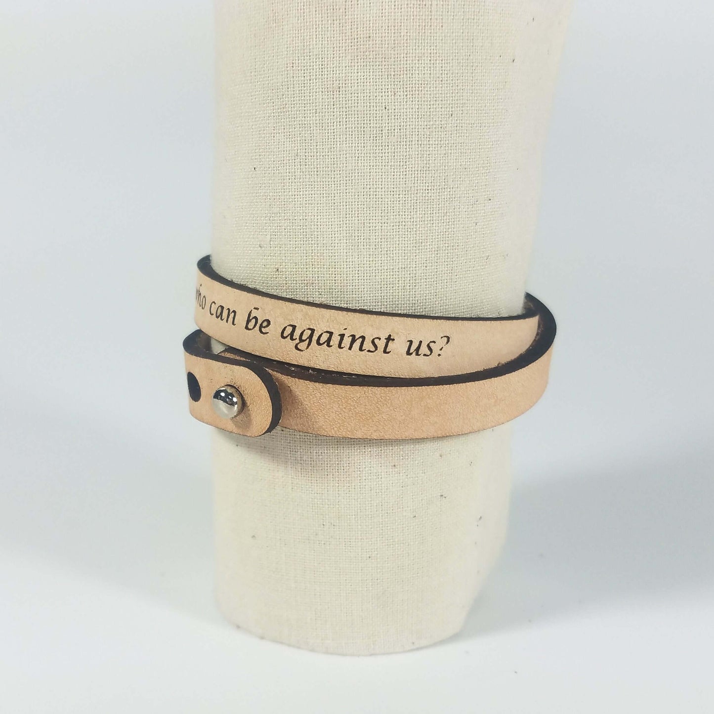Spiritual Quote Wrap Bracelets - If God is for us who can be against us? Natural L
