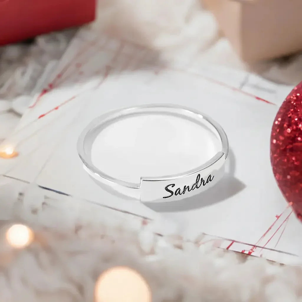 Full Silver Name-1 Ring - silver ring Rose Gold