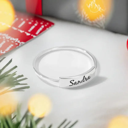 Full Silver Name-1 Ring - silver ring Rose Gold