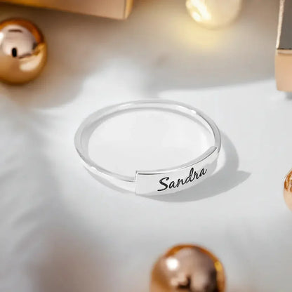 Full Silver Name-1 Ring - silver ring Rose Gold