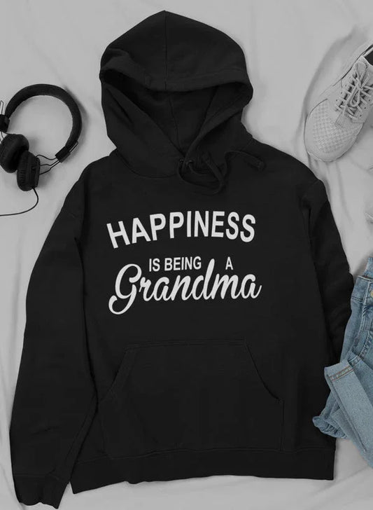 Happiness Is Being A Grandma Hoodie XXX-Large / Black