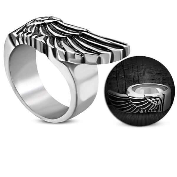 Egyptian Wing Stainless Steel Ring (#360) Size 15