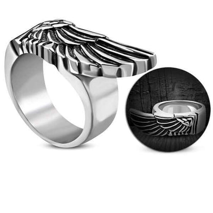 Egyptian Wing Stainless Steel Ring (#360) Size 15