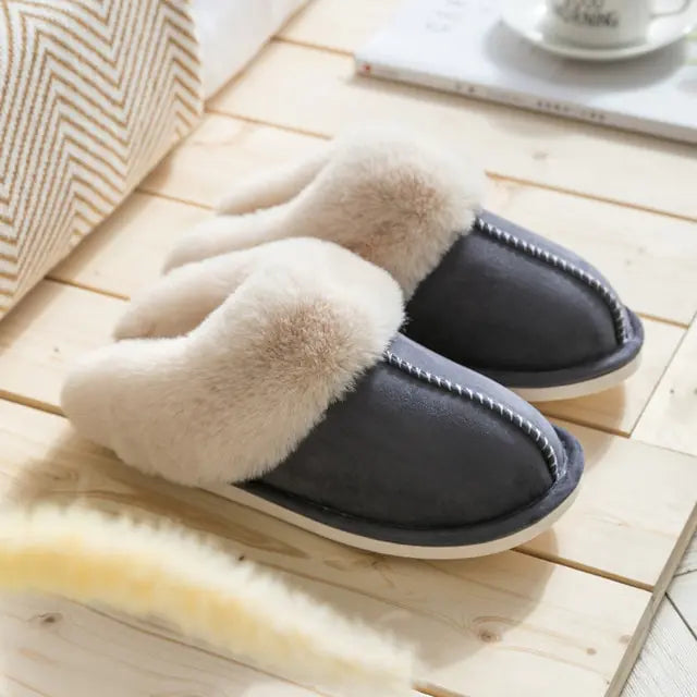 Winter Warm Home Fur Slippers Women