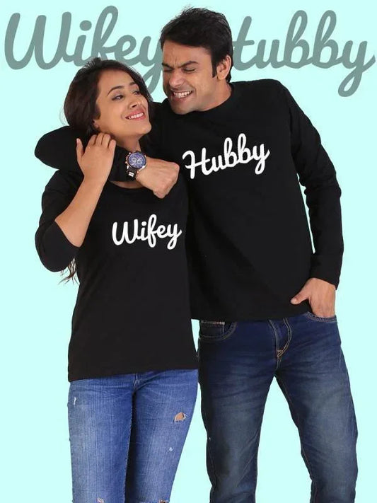 Hubby Wifey Couple Full Sleeves Black Medium / Medium