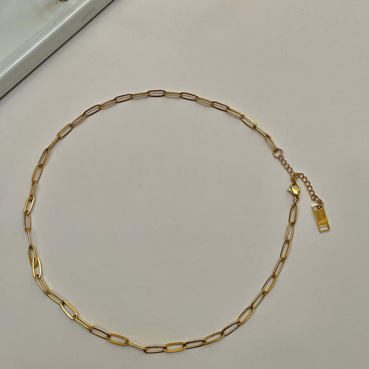 Paperclip Chain Necklace-Gold Default Title