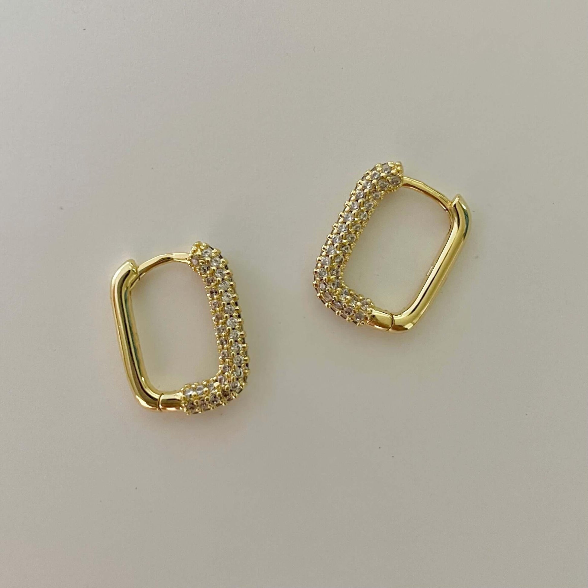 Rectangle Stone Earrings - Gold with White Stone Default Title