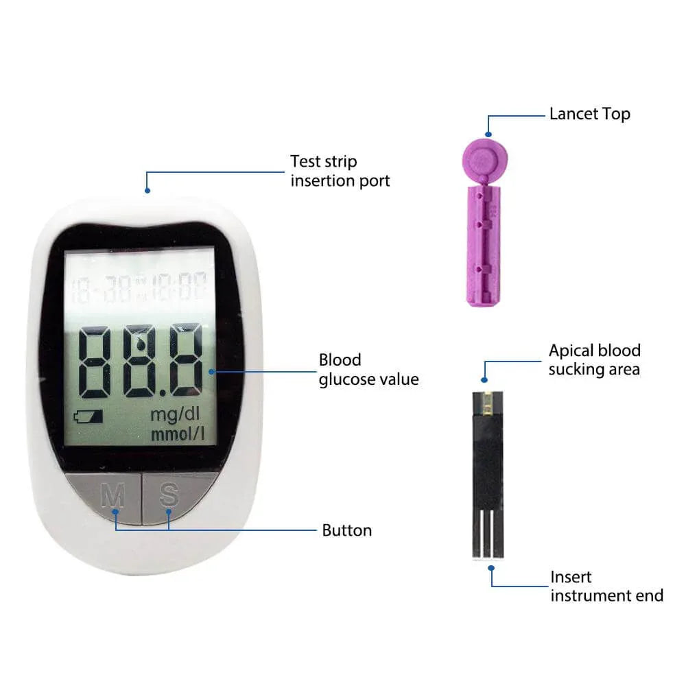 Blood Glucose Meter Glucometer Kit Home Diabetes Tester Default Title