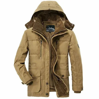 Mens Hooded Winter Parka Coat with Inner Fleece M / Khaki