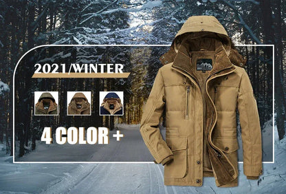 Mens Hooded Winter Parka Coat with Inner Fleece S / Navy