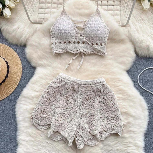 Knitted Two-Piece Beachwear Set for Women