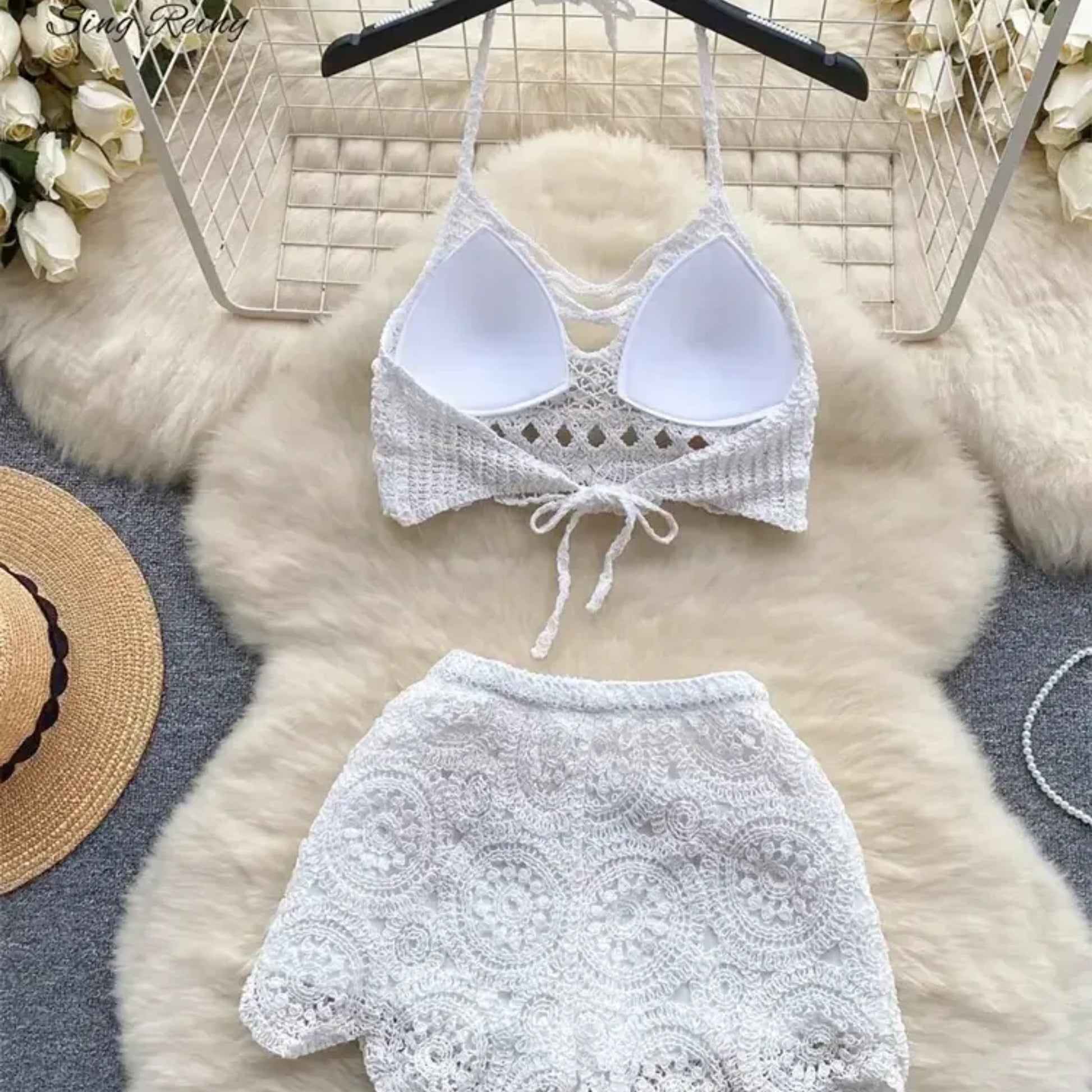 Knitted Two-Piece Beachwear Set for Women