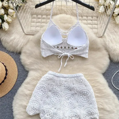 Knitted Two-Piece Beachwear Set for Women