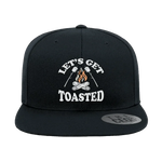 Let's Get Toasted Embroidered Flat Bill Hat Blue