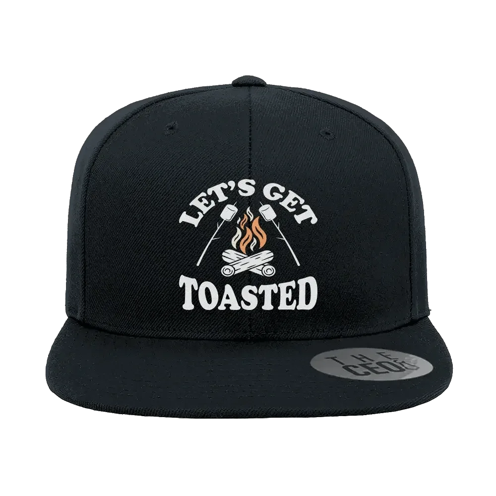 Let's Get Toasted Embroidered Flat Bill Hat Blue