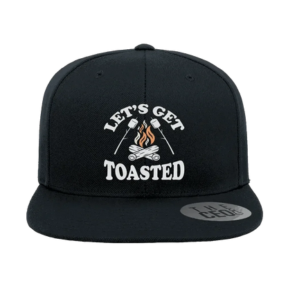 Let's Get Toasted Embroidered Flat Bill Hat Blue