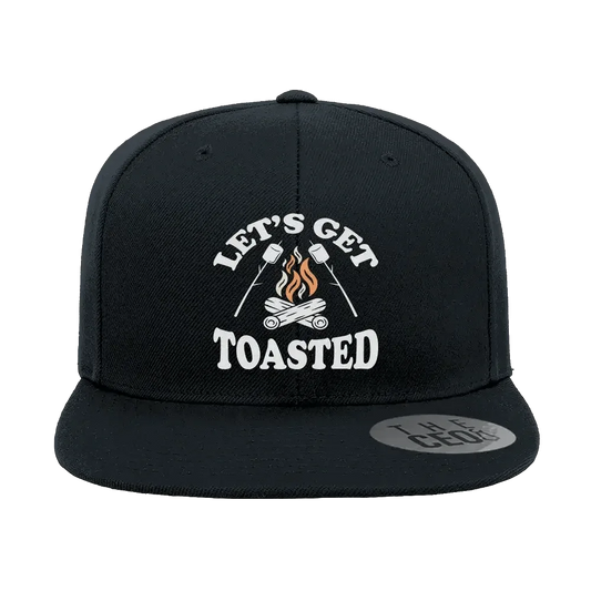 Let's Get Toasted Embroidered Flat Bill Hat Blue