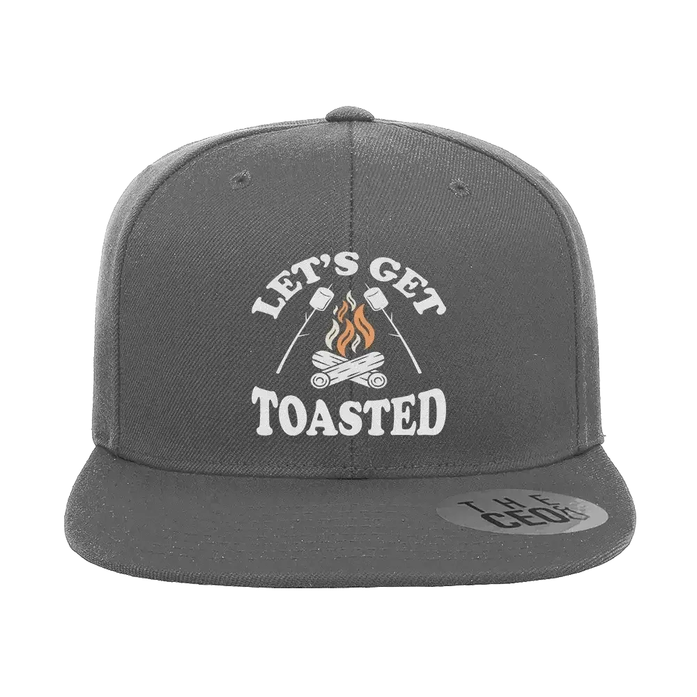 Let's Get Toasted Embroidered Flat Bill Hat Blue