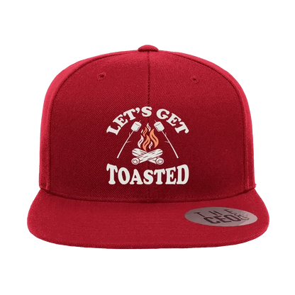 Let's Get Toasted Embroidered Flat Bill Hat Blue