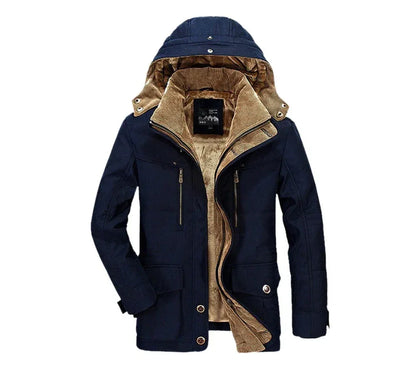 Mens Hooded Winter Parka Coat with Inner Fleece S / Navy