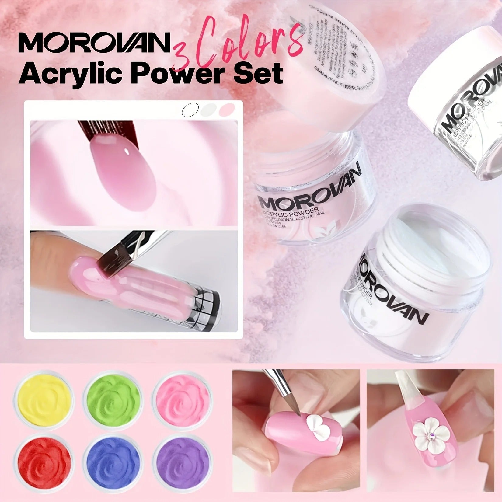 Acrylic Nail Kit with 36W UV LED Nail Lamp Base Top Coat Suitable for Nail Extension and Decoration Nail Tools