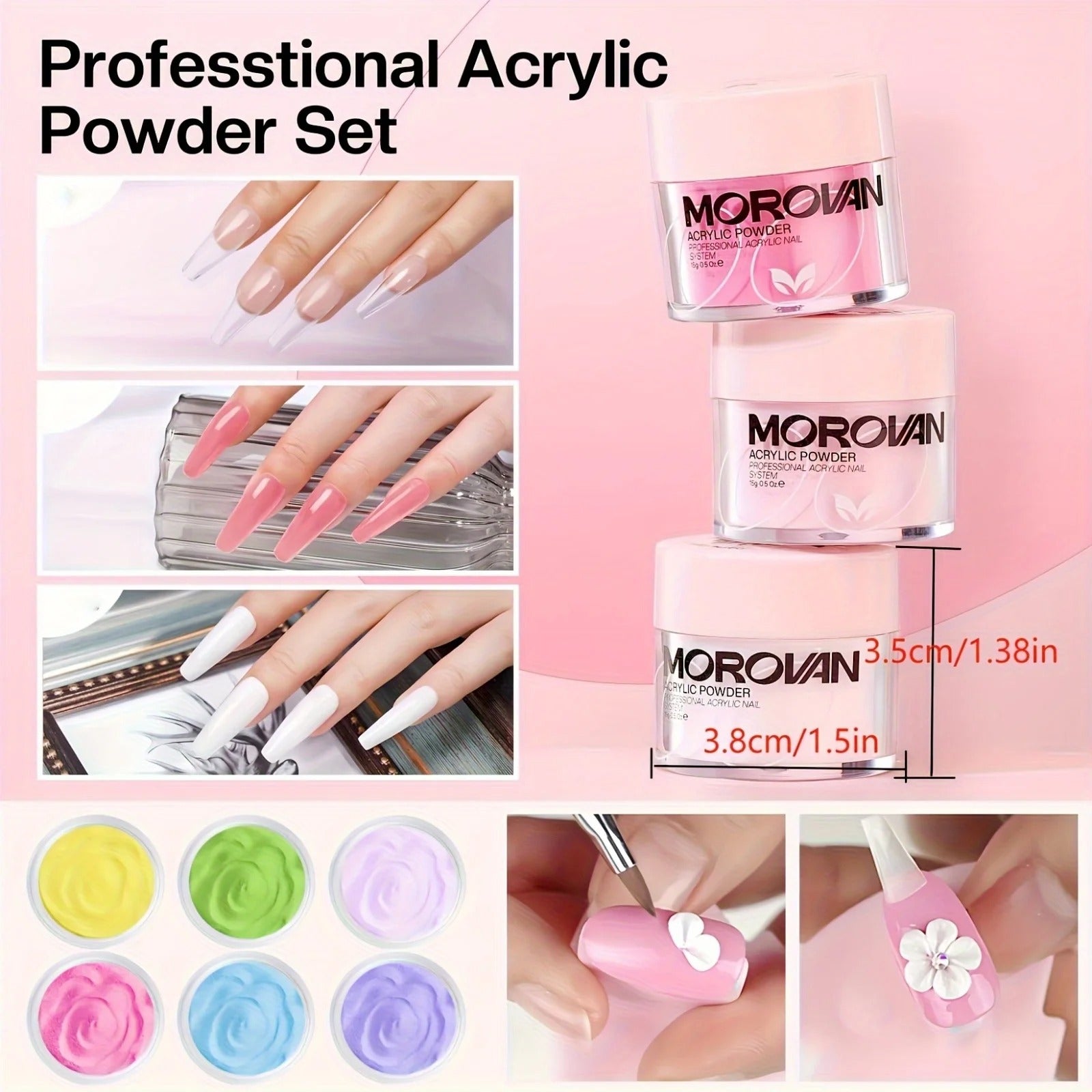 Acrylic Nail Kit with 36W UV LED Nail Lamp Base Top Coat Suitable for Nail Extension and Decoration Nail Tools