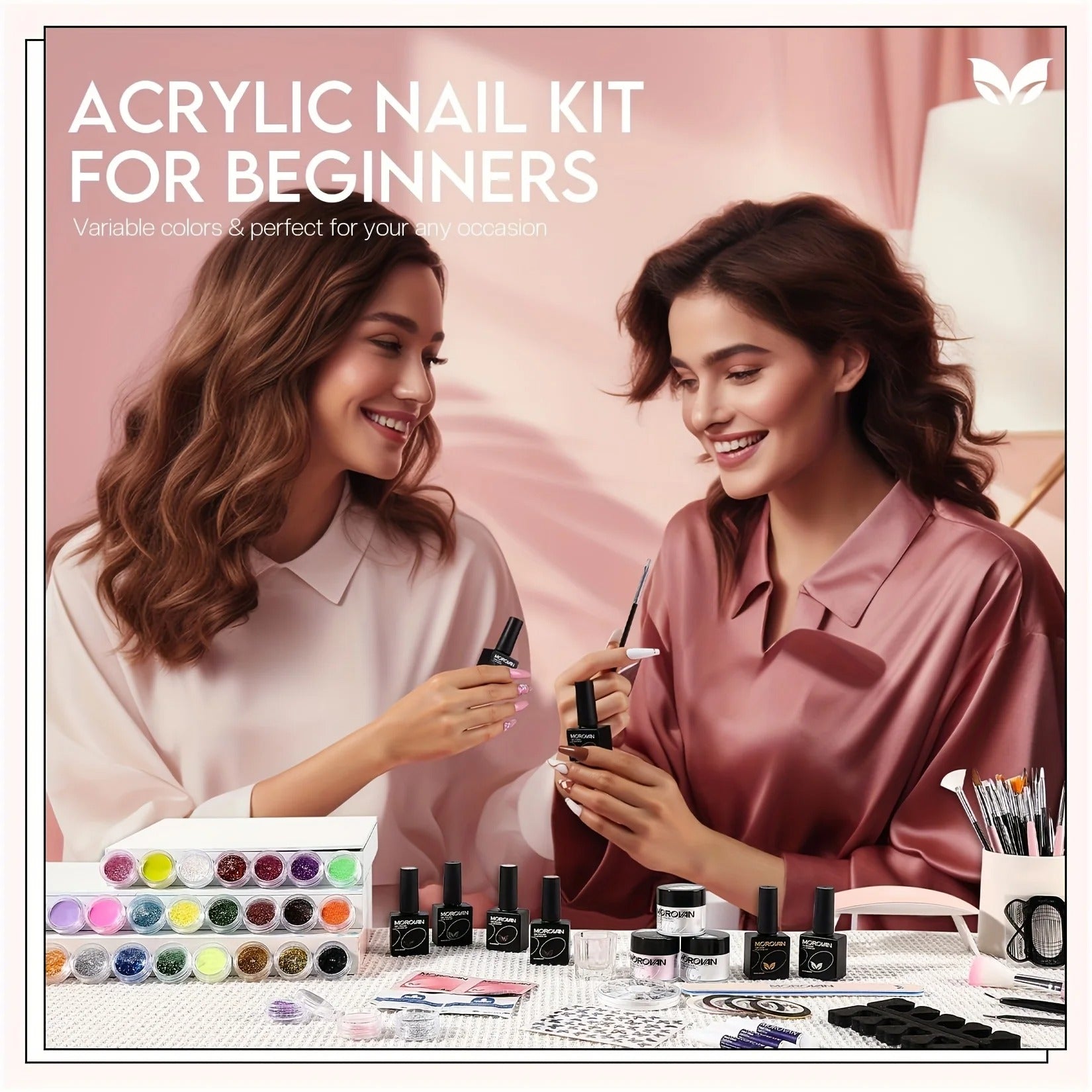 Acrylic Nail Kit with 36W UV LED Nail Lamp Base Top Coat Suitable for Nail Extension and Decoration Nail Tools