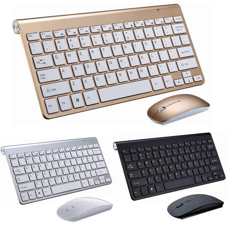 2.4 GHz Wireless Mini Keyboard And Optical Mouse Set Gold