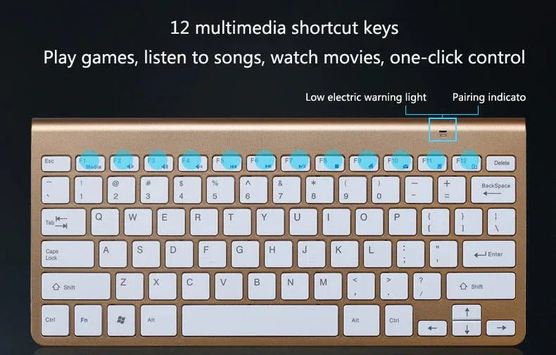 2.4 GHz Wireless Mini Keyboard And Optical Mouse Set Gold