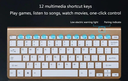 2.4 GHz Wireless Mini Keyboard And Optical Mouse Set Gold